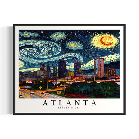 Atlanta Starry Night Art Print Van Gogh Atlanta Poster Wall Art Original Atlanta Painting Decor