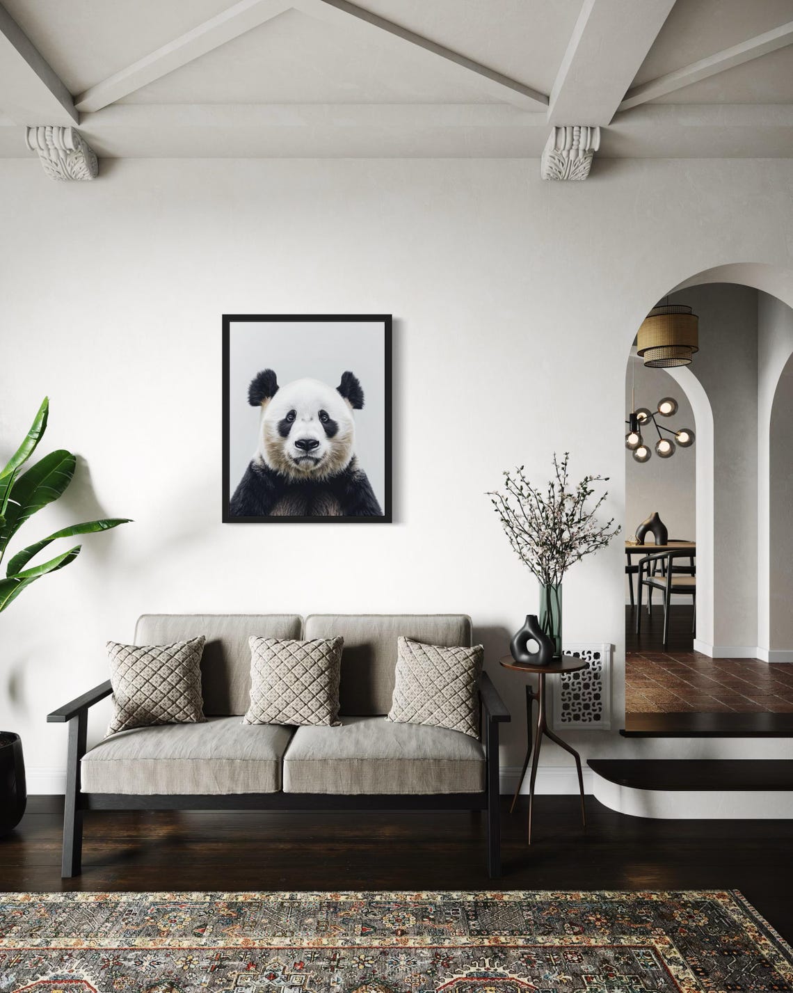Adorable Giant Panda Face Close-Up on Gray Background Photo Poster - Image 4