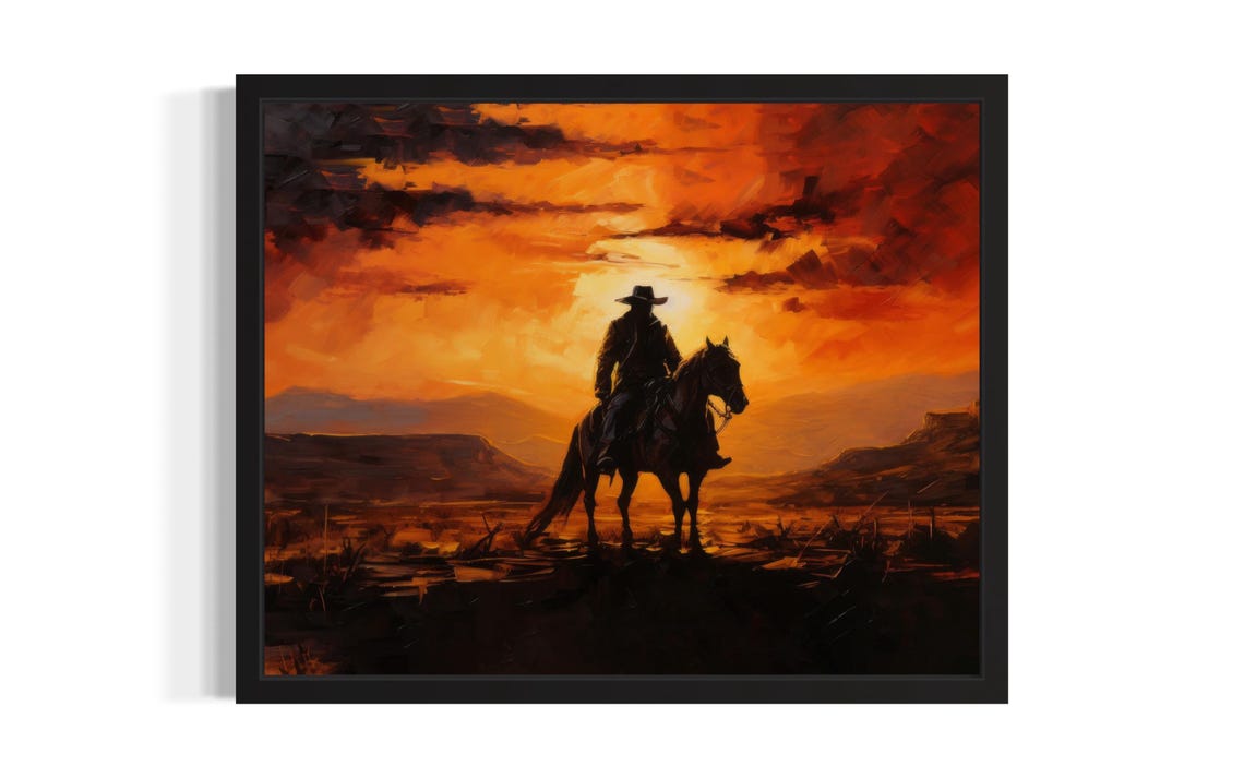 Cowboy Sunset Abstract Art Print