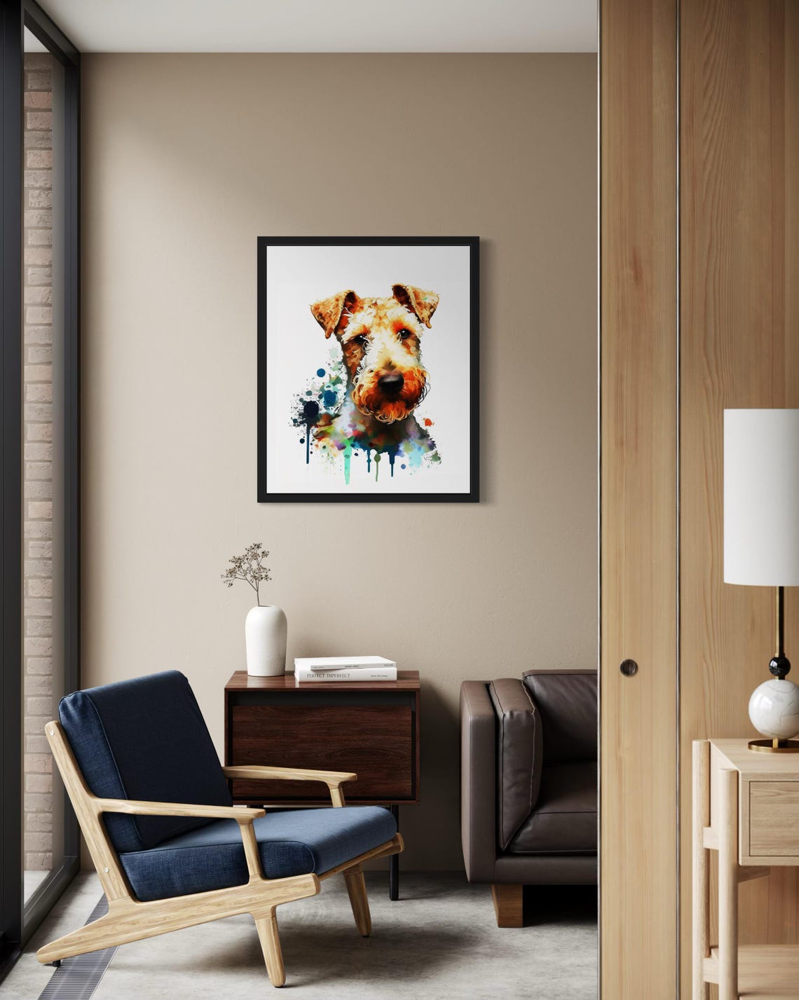 Lakeland Terrier Watercolor Portrait with Color Splash Poster - Image 2
