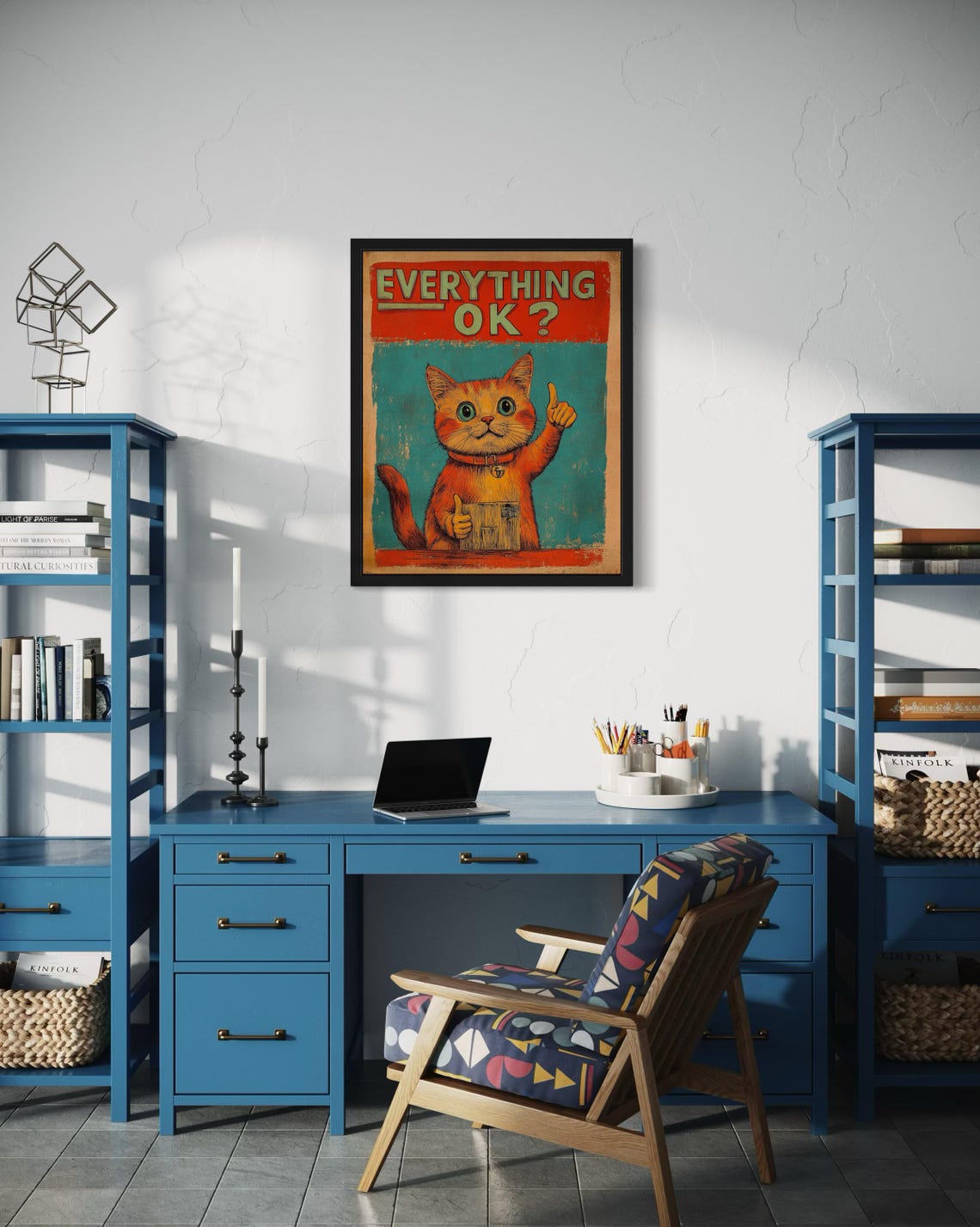 Retro Orange Cat Giving Thumbs Up Everything OK Vintage Style Poster - Image 4