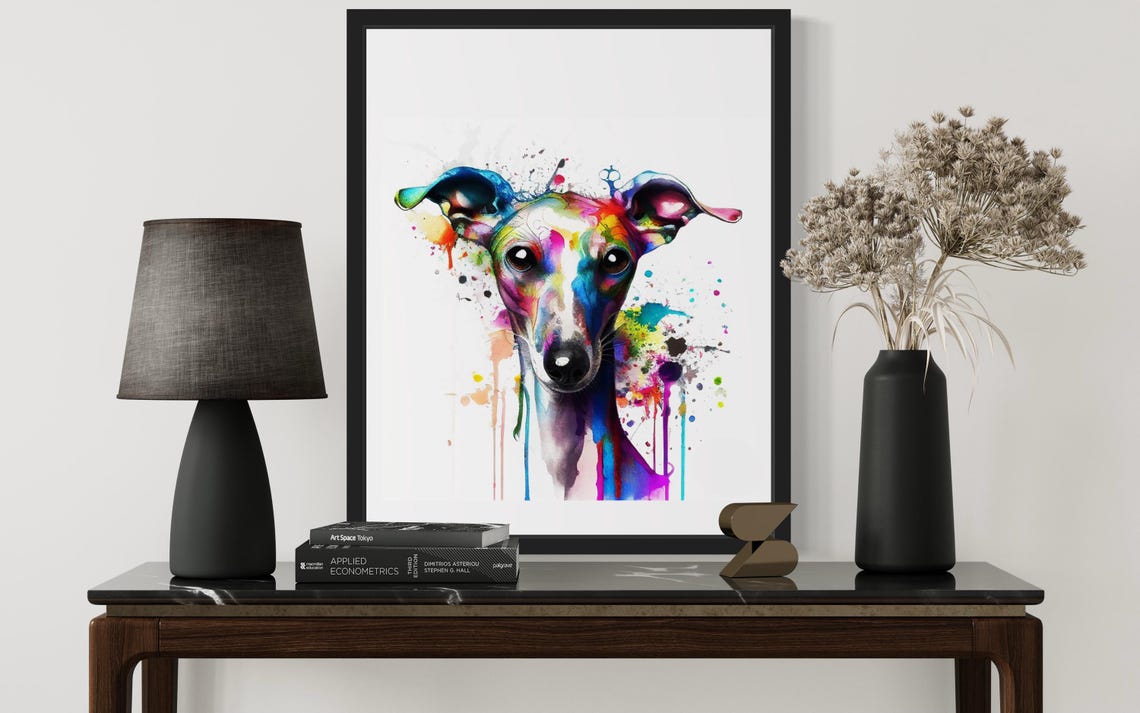 Italian Greyhound Rainbow Watercolor Portrait Sighthound Poster - Image 3