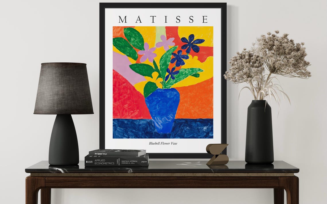Matisse Style Bluebell Flower Vase Playful Fauvist Still Life Poster - Image 3