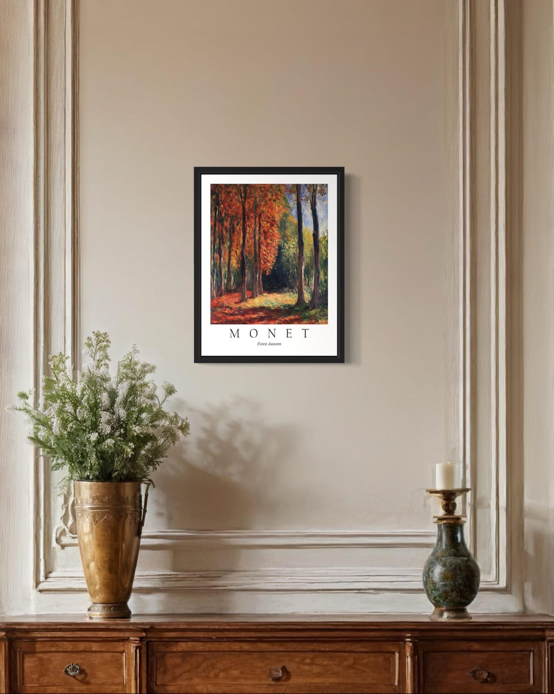 Forest Autumn Path Red Orange Trees Monet Landscape Art Poster - Image 2