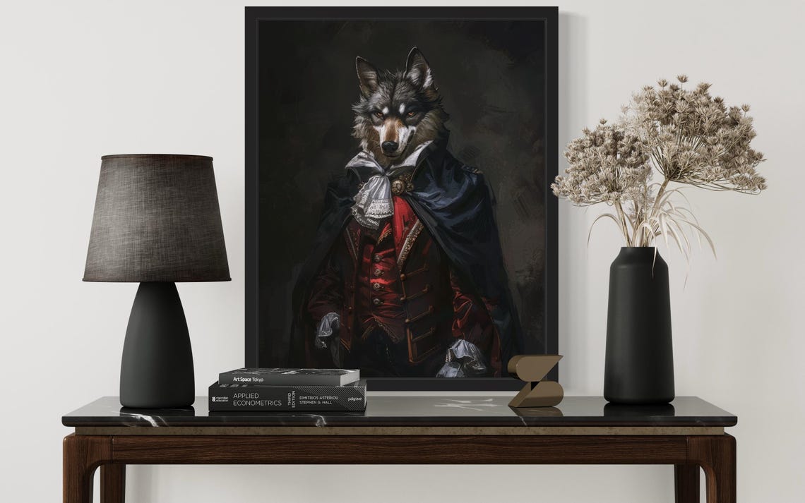 Wolf Vampire Aristocrat Gothic Dark Oil Portrait Fine Art Decor Poster - Image 2