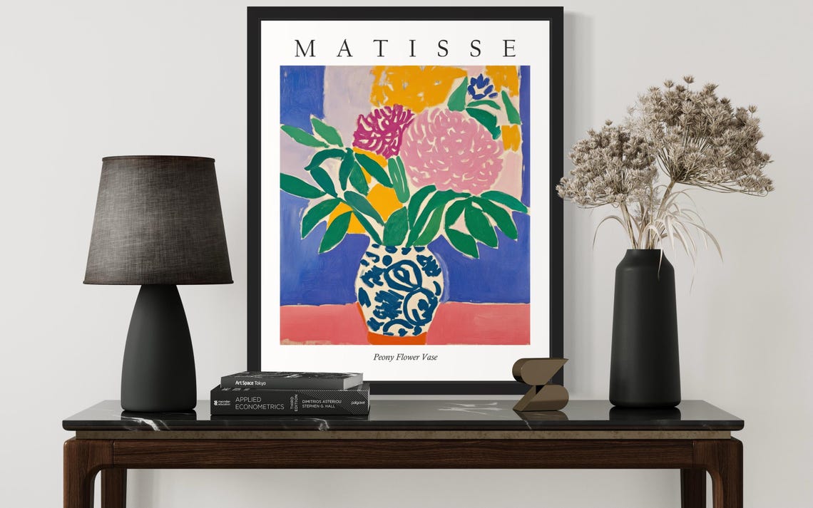 Matisse Style Peony Flower Vase Delicate Fauvist Still Life Poster - Image 4