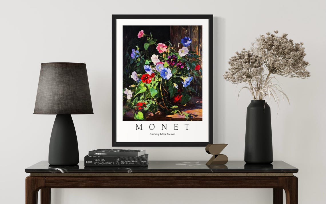 Morning Glory Bouquet in Sunlight Monet Style Colorful Flower Poster - Image 2