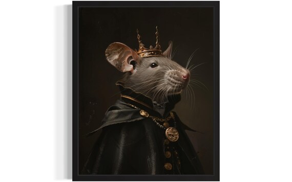 Rat King With Crown Gothic Vampire Portrait Oil Painting Poster