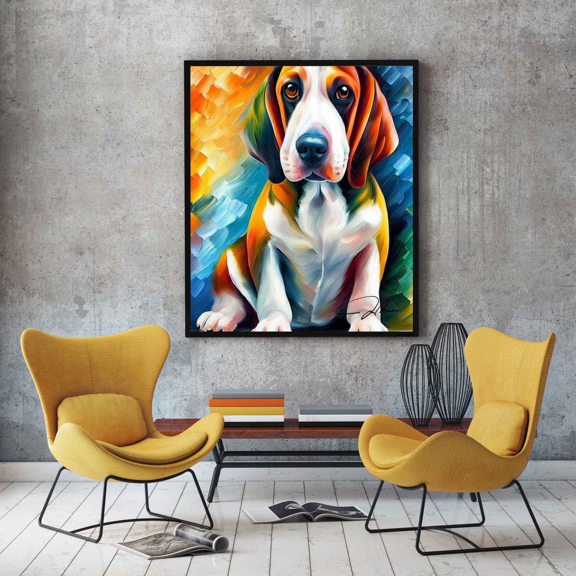 Basset Hound Art Print Basset Hound Dog Portrait Painting Print Poster Original Paint Artwork Dog Abstract Wall Art Dog Lover Gift - Image 4