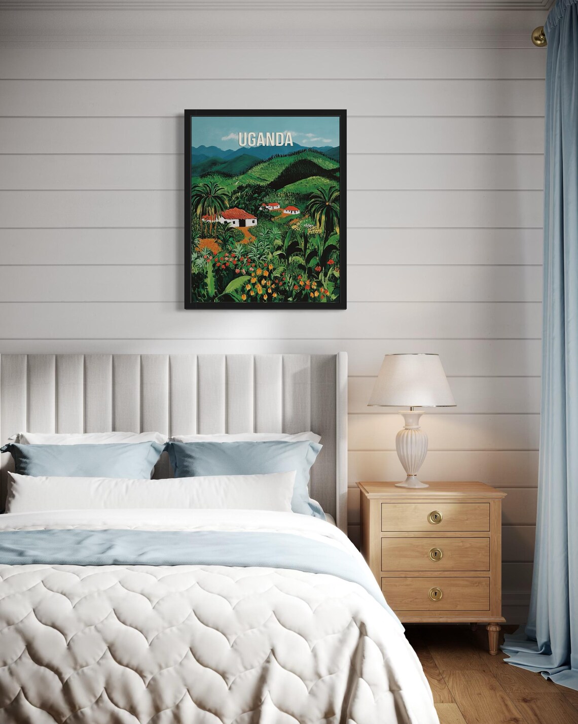 Uganda Green Hills Palm Trees Vintage Travel Poster Artwork Scene - Image 4