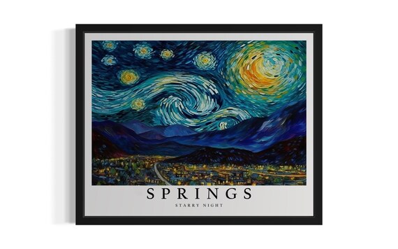 Colorado Springs Starry Night Art Print Wall Poster Original Paint Artwork Decor