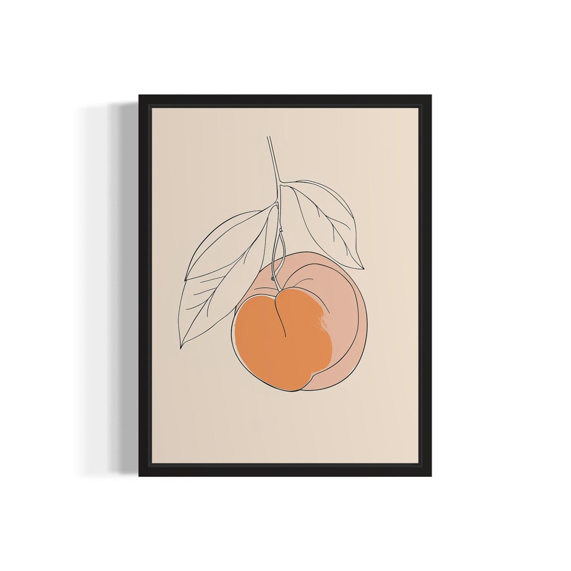 Single Peach Branch Minimal Line Art Apricot Blush Art Poster