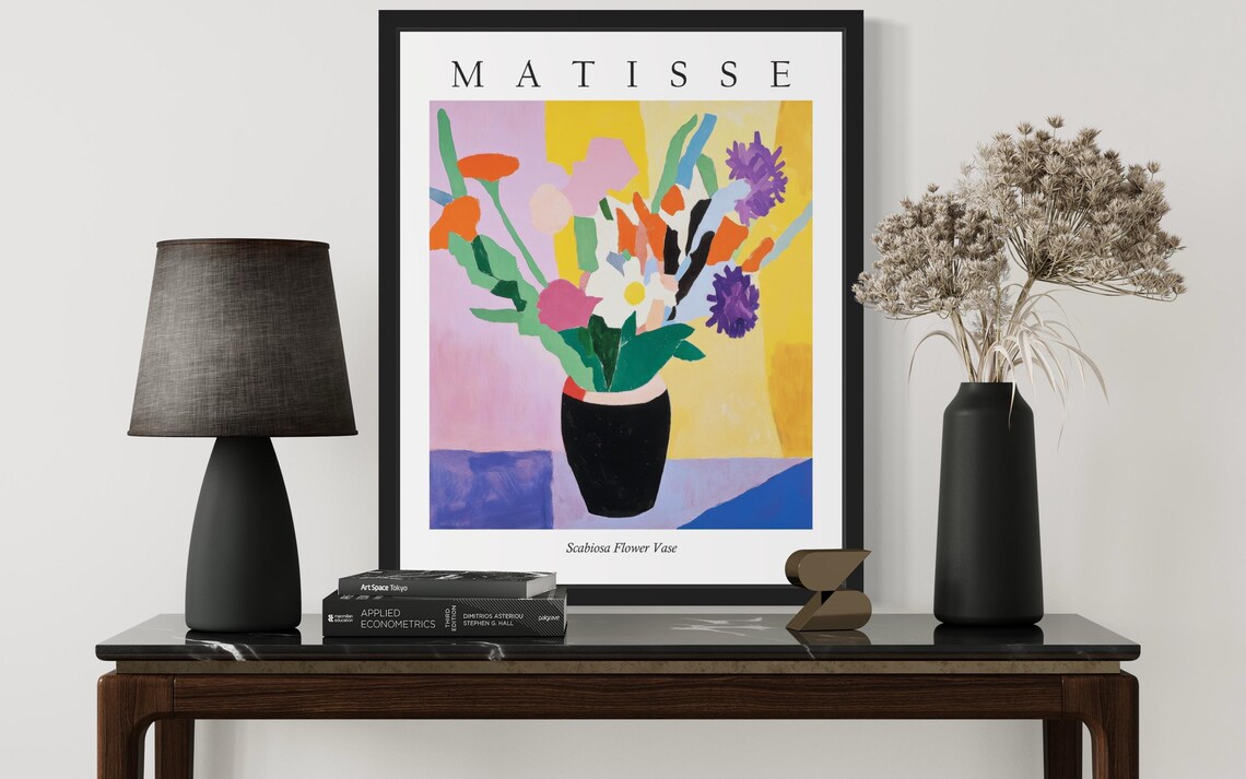 Matisse Style Scabiosa Flower Vase Airy Fauvist Still Life Poster - Image 3