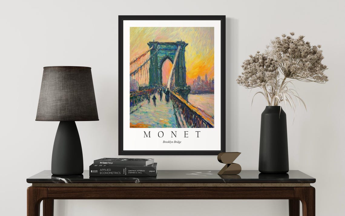 Brooklyn Bridge Monet Still Life Art Print Wall Art Poster Original Paint Artwork Artwork Decor - Image 3