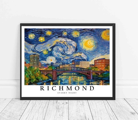 Richmond Starry Night Van Gogh Style Bridge City Poster Home Decor Gift