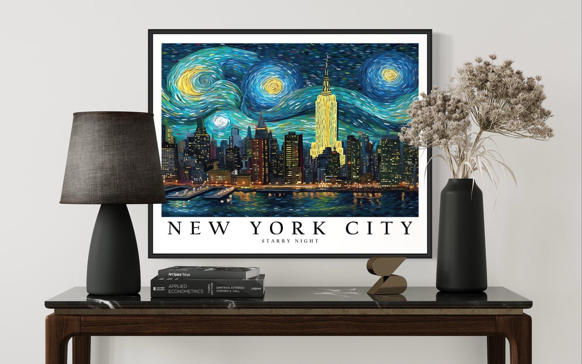 New York City Starry Night Art Print Van Gogh New York City Poster Wall Art Original New York City Painting Decor - Image 3