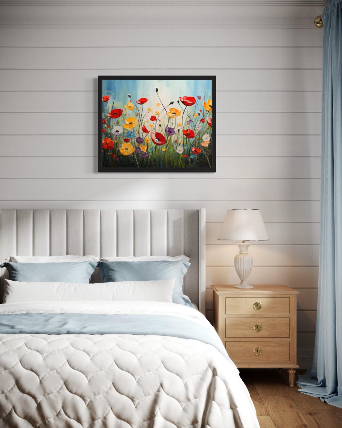 Colorful Wildflower Meadow Impasto Landscape Painting Decor Poster - Image 4