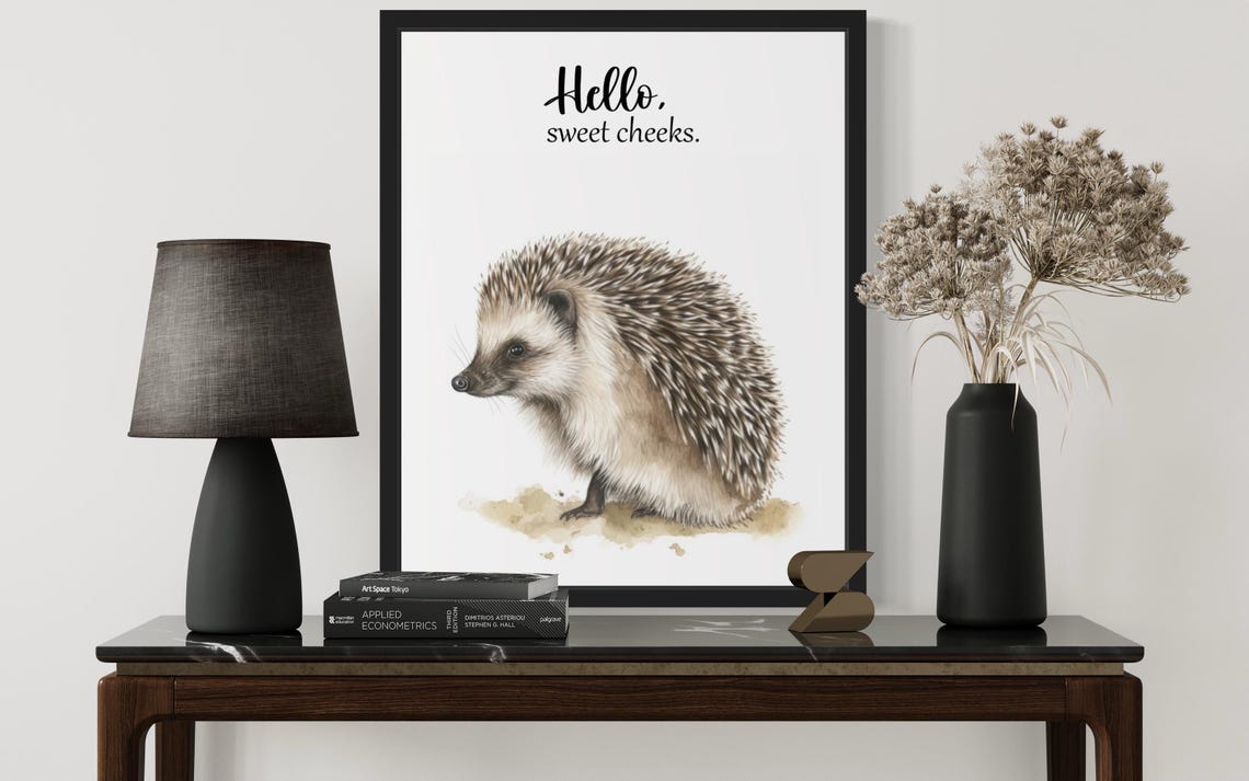 Adorable Hedgehog Rear View Hello Sweet Cheeks Bathroom Poster - Image 3