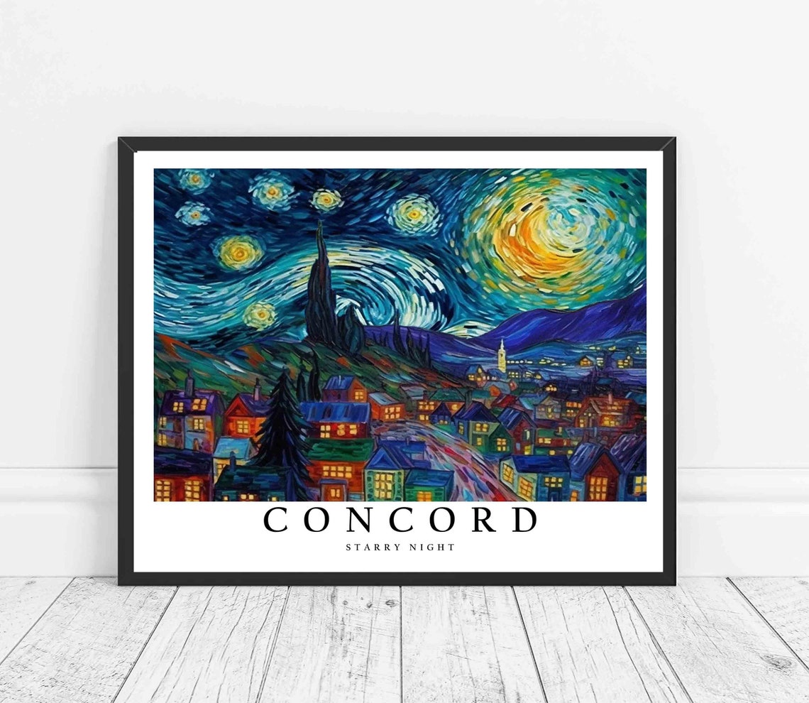 Concord Starry Night Village Hills Tall Cypress Night Poster