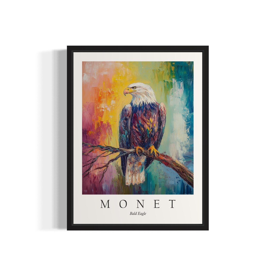 Bald Eagle Bird, Monet-Inspired Art Print