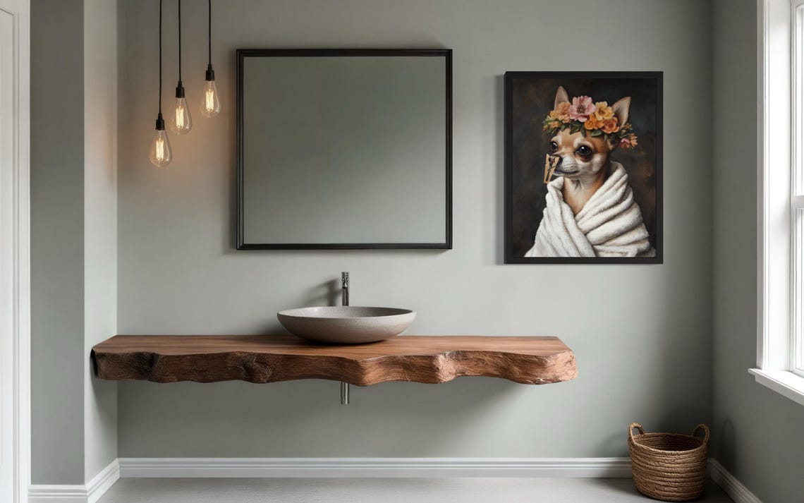 Chihuahua Flower Crown Clothespin Funny Restroom Bathroom Poster - Image 4