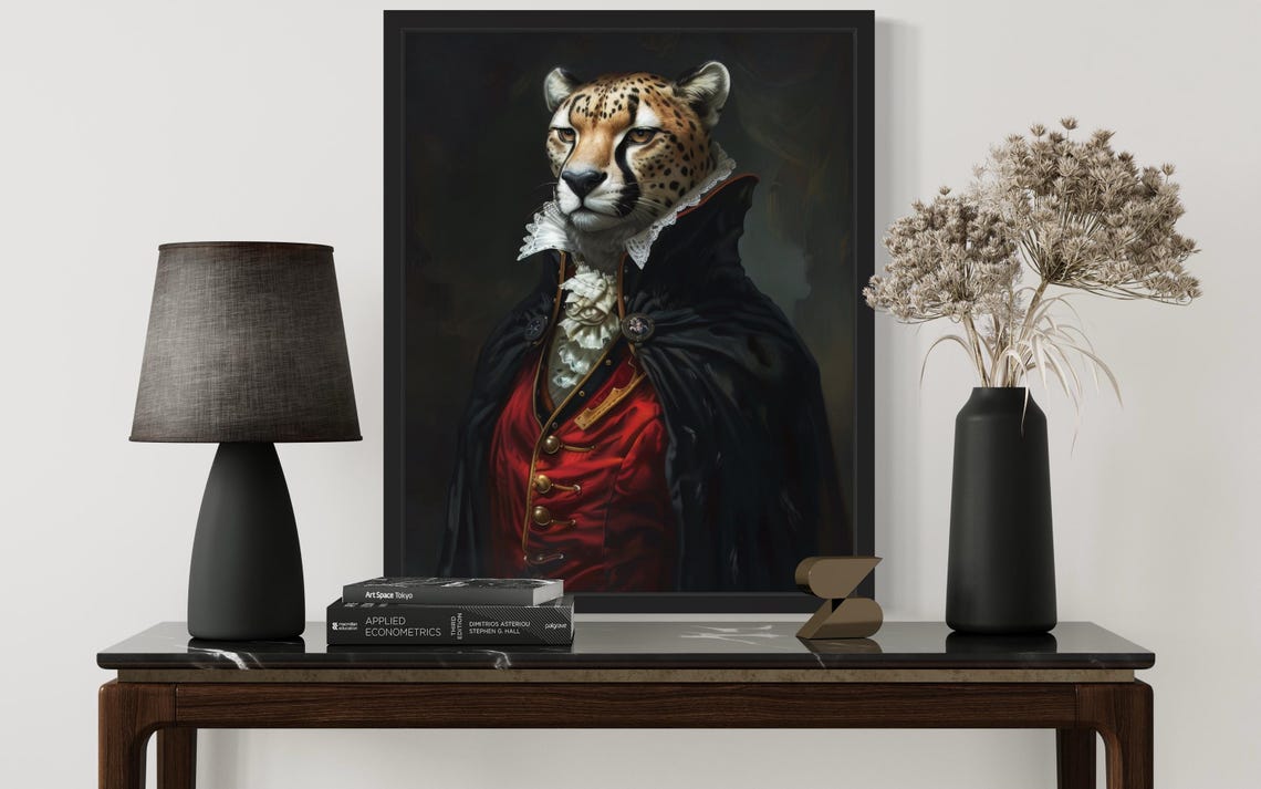 Cheetah Vampire Aristocratic Gothic Portrait Regal Art Poster - Image 2