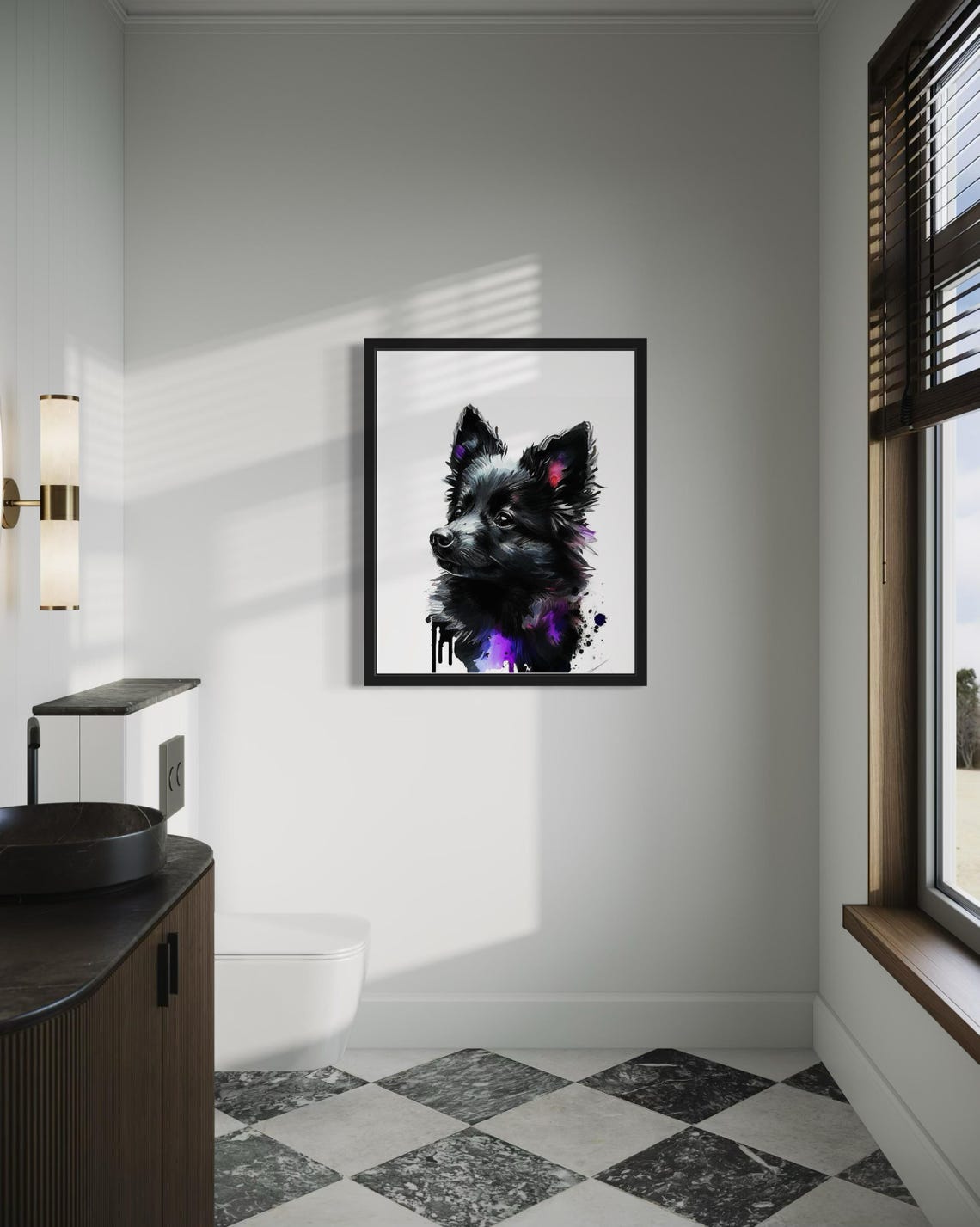 Schipperke Small Black Dog Watercolor Portrait Spitz Breed Poster - Image 2