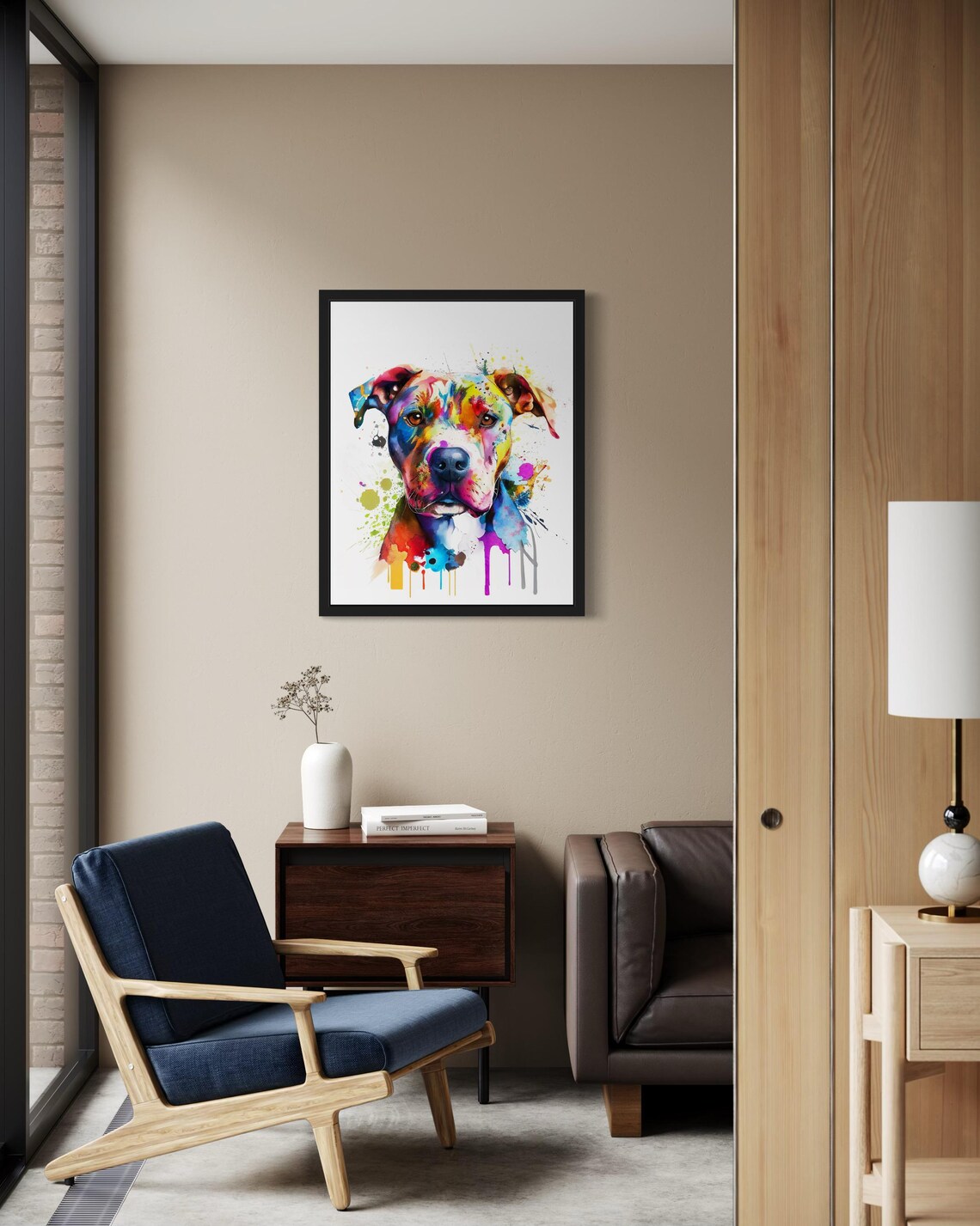 Staffordshire Terrier Rainbow Watercolor Splash Dog Art Poster - Image 2