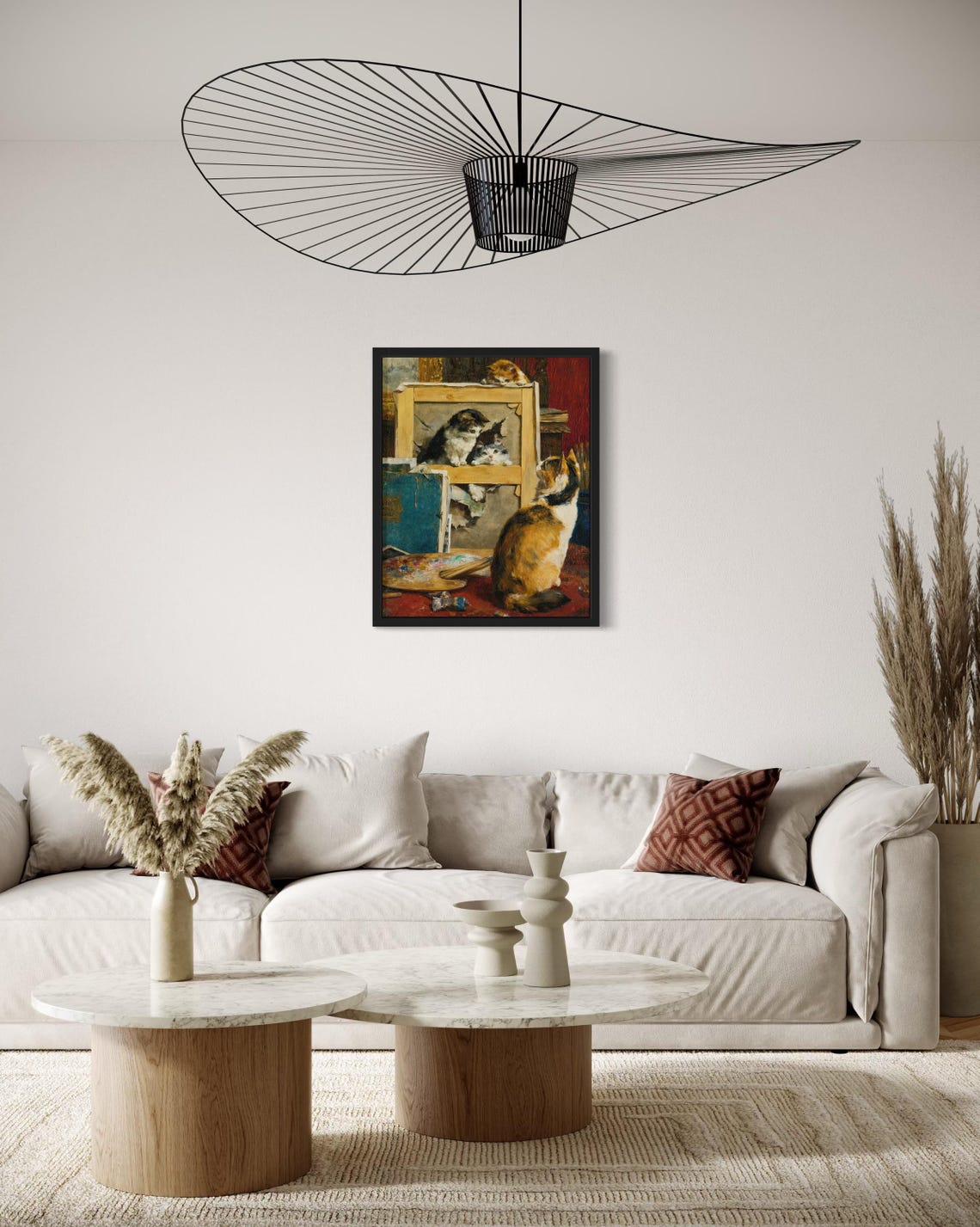 Curious Kittens Peeking Through Torn Canvas In Artists Studio Poster - Image 4