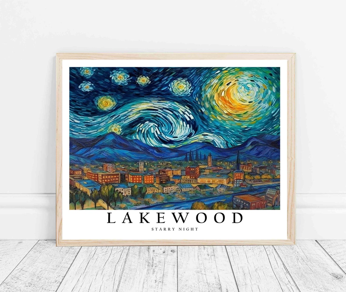 Lakewood Colorado Starry Night Art Print Van Gogh Lakewood Poster Wall Art Original Lakewood Painting Decor - Image 3