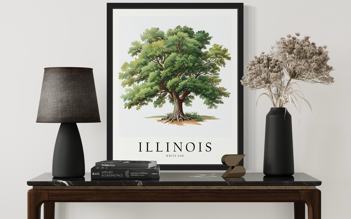 Illinois Whie Oak State Tree Art Print Wall Art Poster Original Paint Artwork Artwork Decor - Image 4