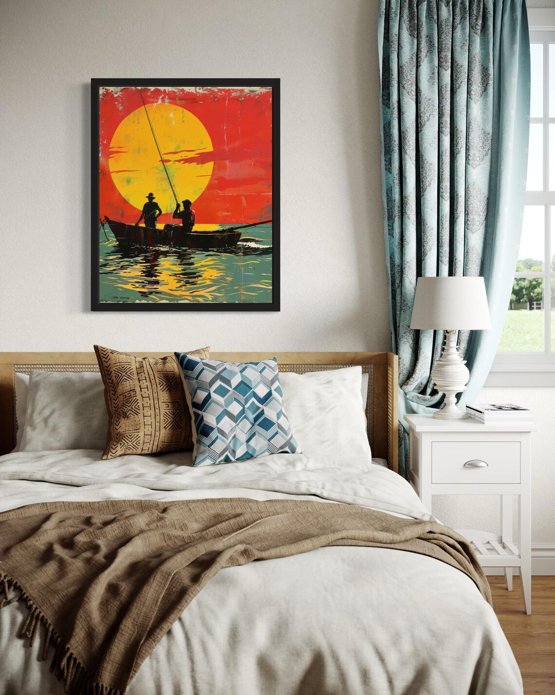 African Fishing Art Print Wall Art Poster Original Paint Artwork Artwork Decor - Image 4