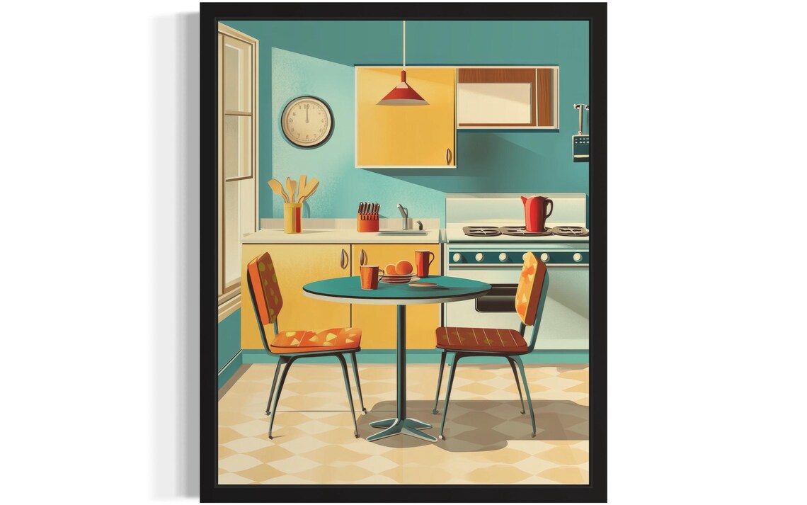 Dining Table Pop Art Poster, Original Paint Artwork