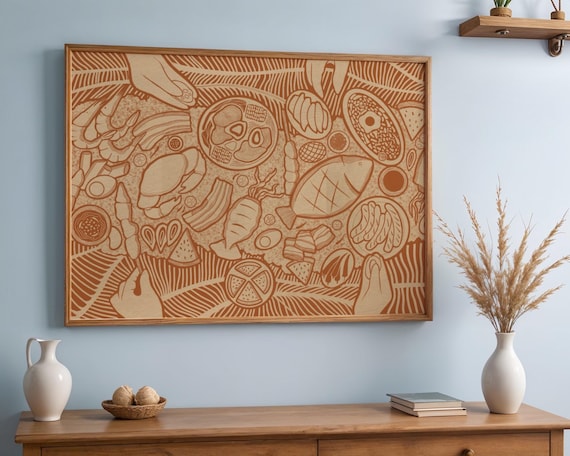 Filipino Kamayan Feast Philippines Poster Wall Art Printable Home Kitchen Decorfilipino Family And Friend Unique Gift Gathering
