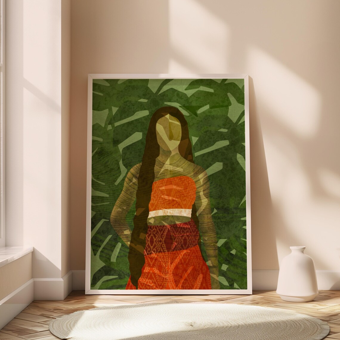 Faceless Filipina Woman Tropical Leaves Heritage Culture Art Poster