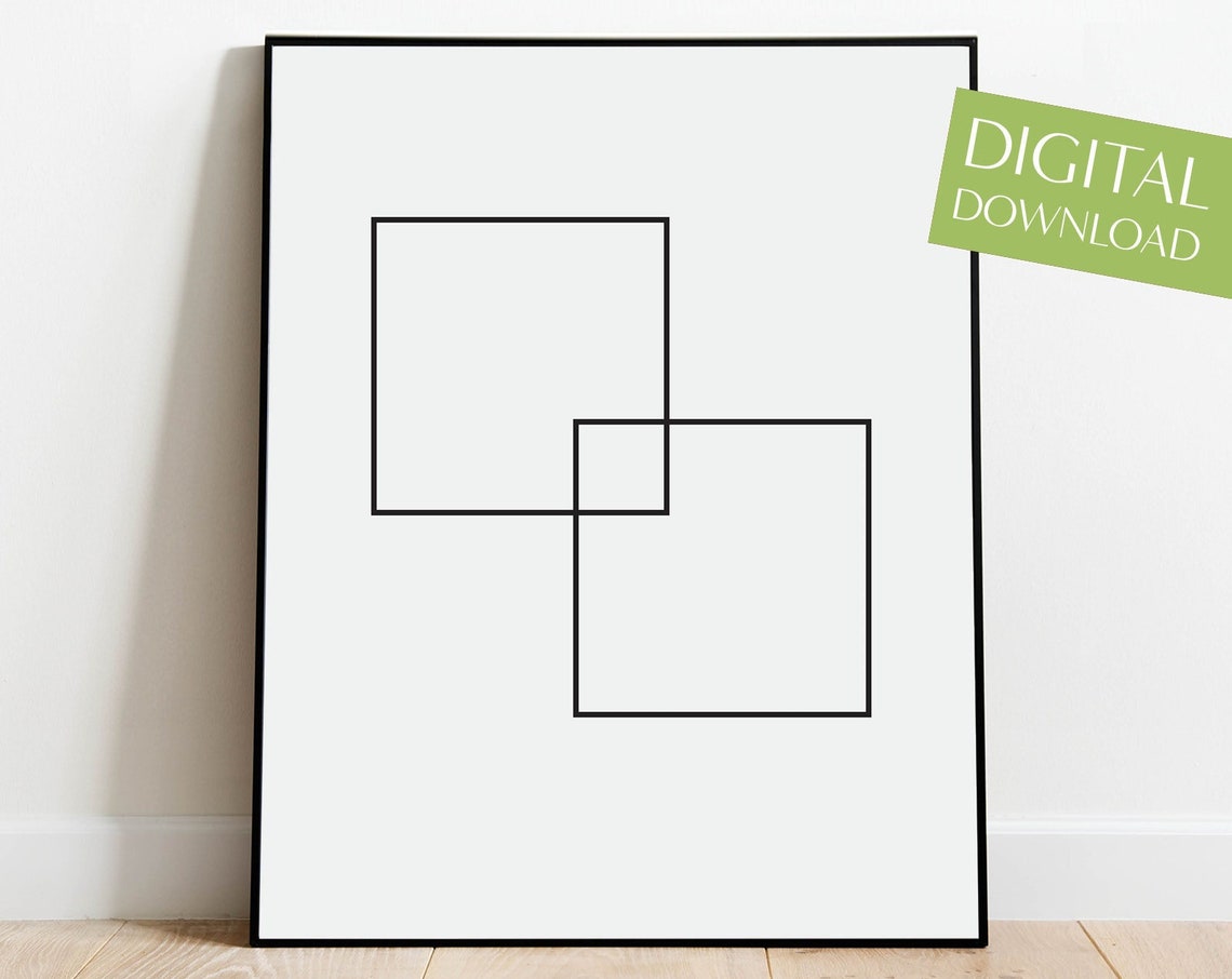Overlapping Squares Minimalist Line Art Abstract Poster Modern - Image 4