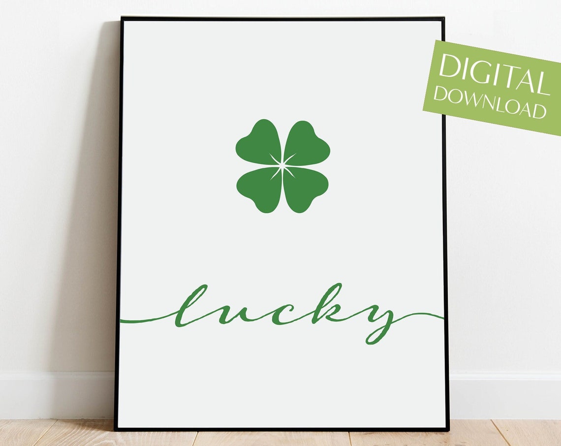 Lucky Shamrock Green Four Leaf Clover Poster St Patricks Day Art