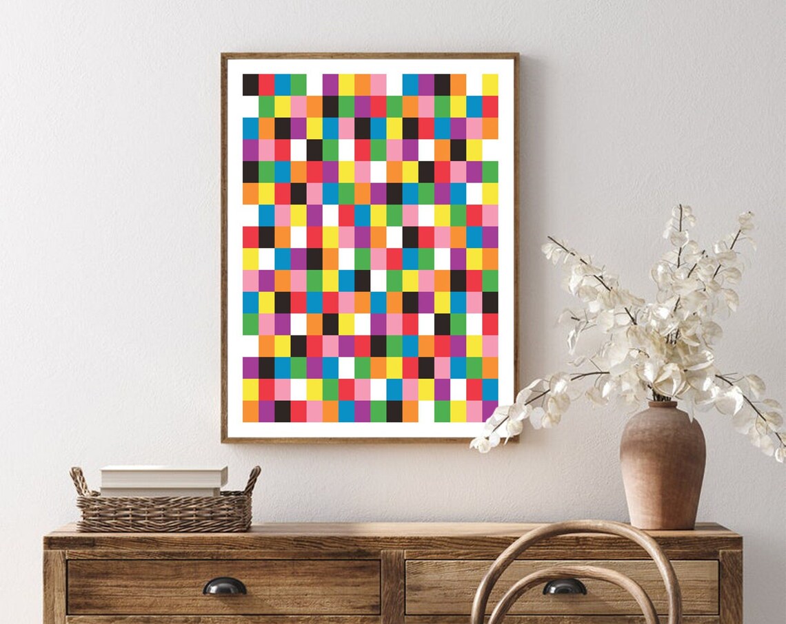 Checkered Prints Funky Geometric Poster, Modern Abstract - Image 4