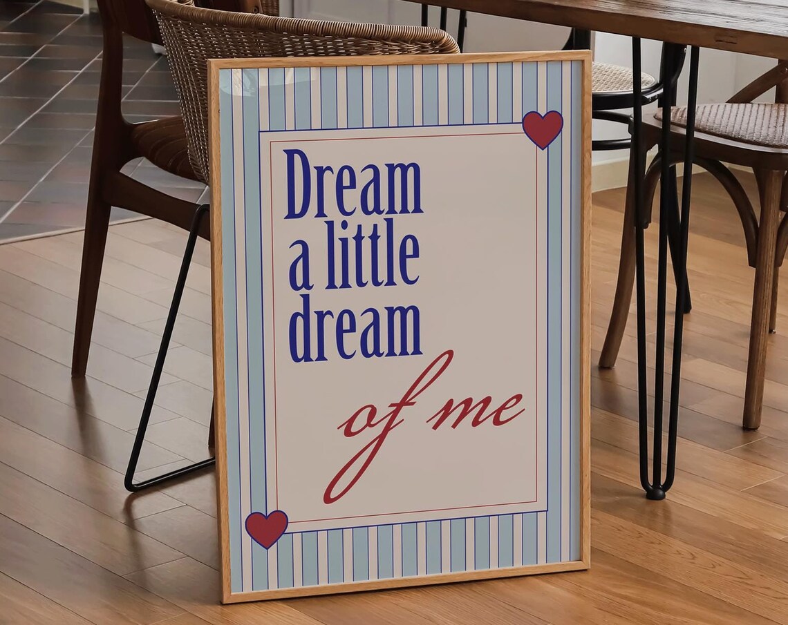 Dream A Little Dream Of Me Retro Vintage Poster