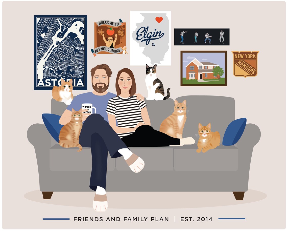 Custom Family Portrait, Personalized Illustration - Image 4