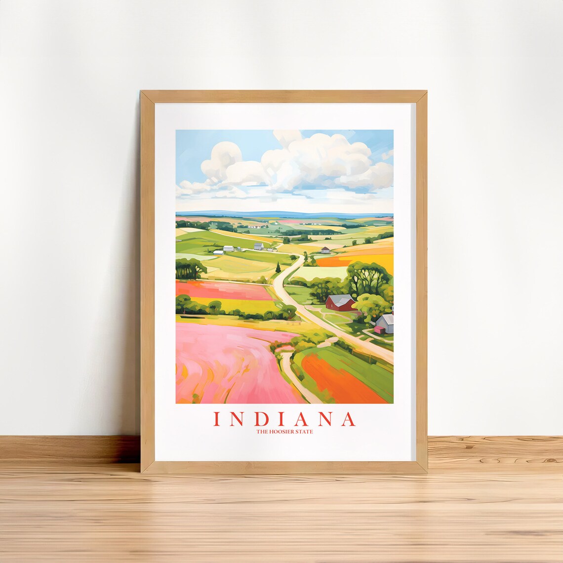 Indiana Retro Travel Poster, Hoosier State Art Print