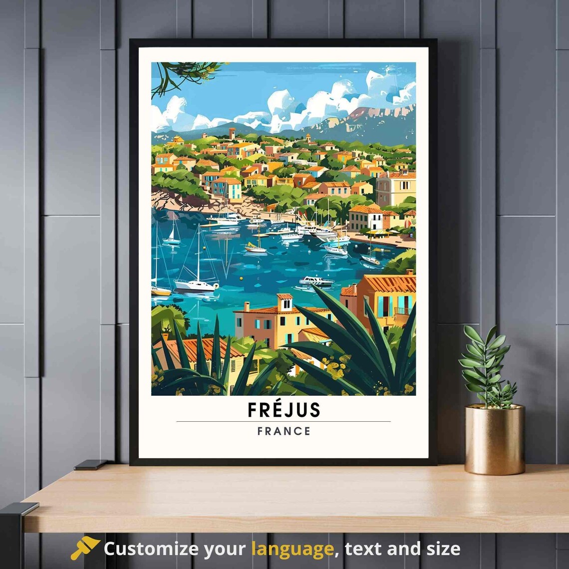 Frejus France Sailboat Bay Agave Coast Riviera View Sunlit Poster