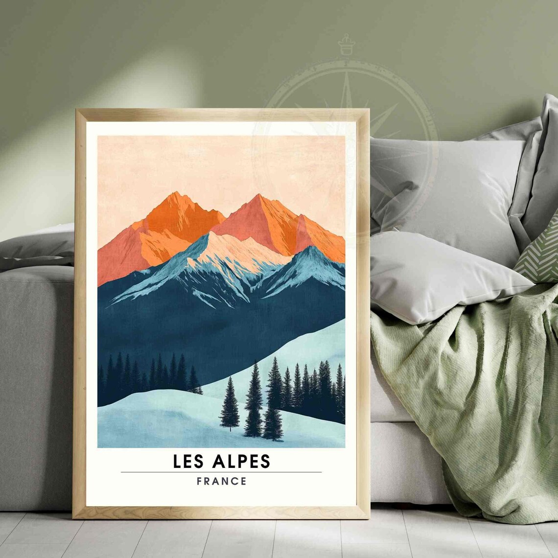 The Alps Travel Poster, Mountain Landscape Print - Image 3