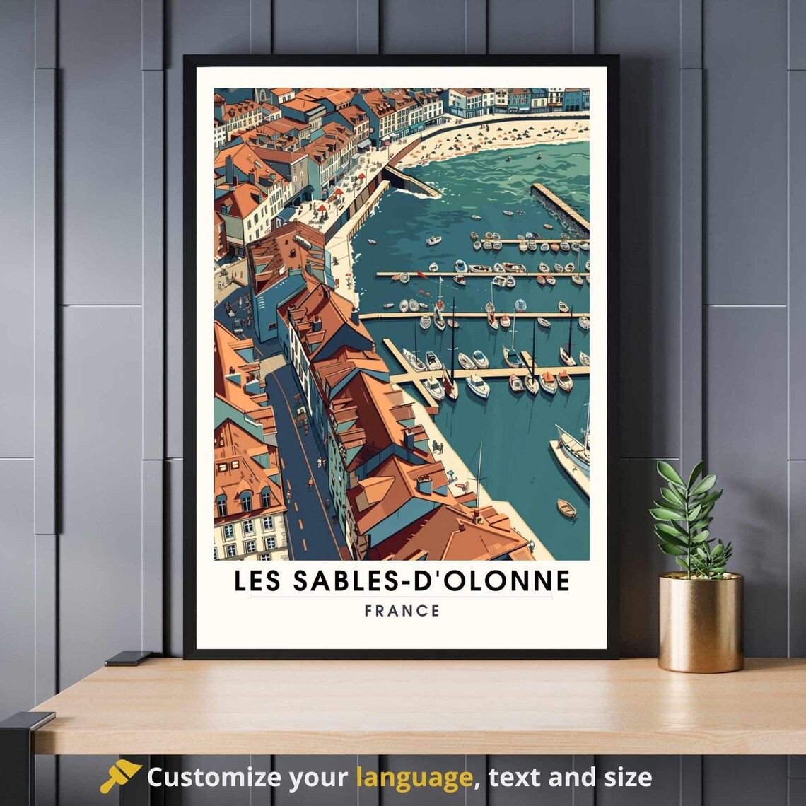 Les Sables-d'Olonne France Harbor Aerial View Coastal Scene Poster