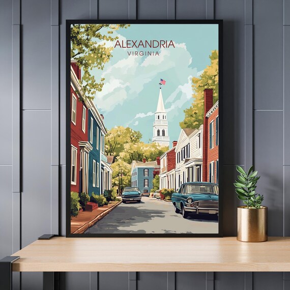 Alexandria Virginia Historic Old Town Street Vintage Travel Poster