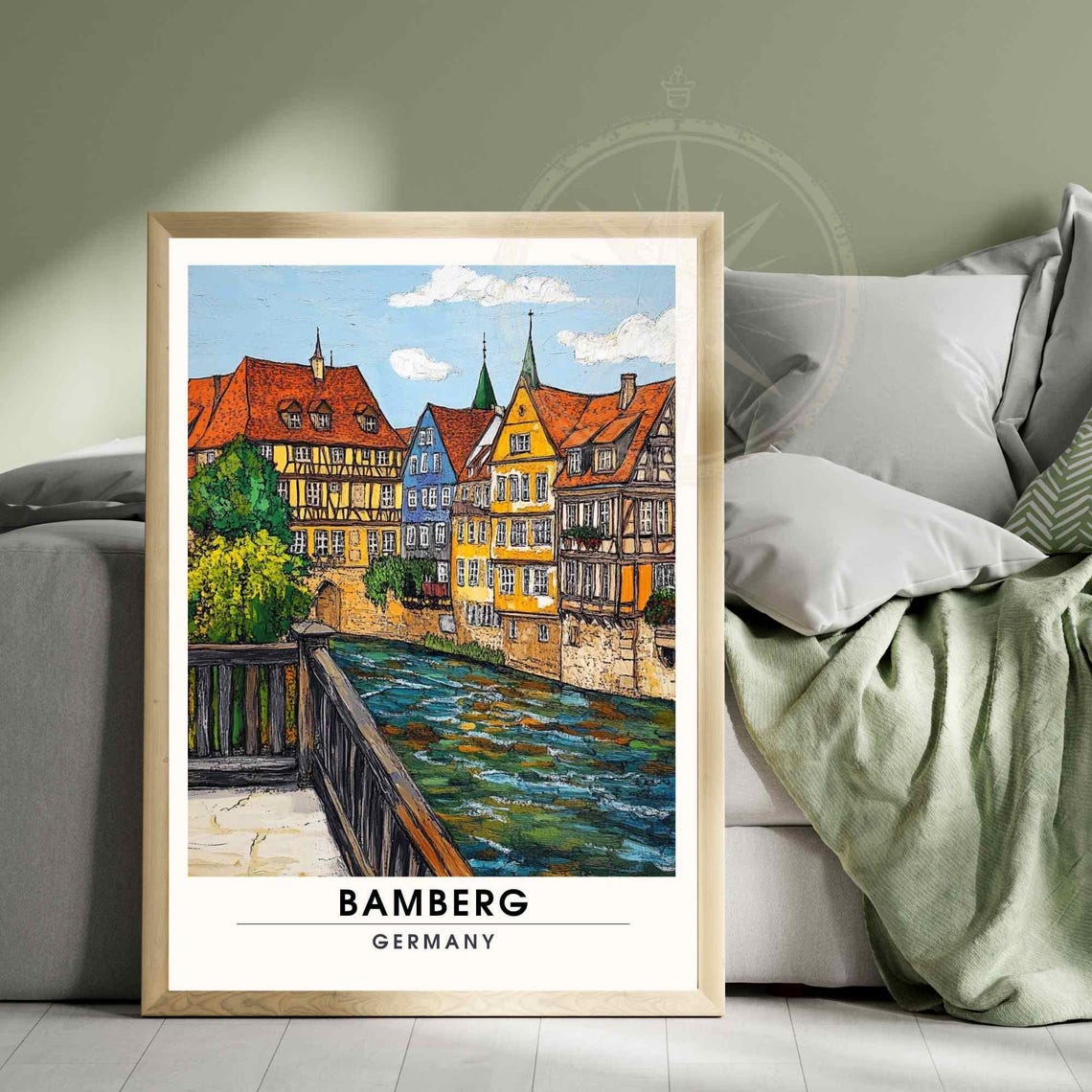 Bamberg Old Town Riverfront Half Timbered Houses Germany Poster - Image 3
