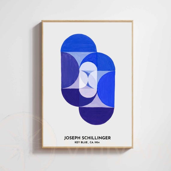 Blue Abstract Poster Joseph Schillinger Key 1934 Vintage Geometric Art