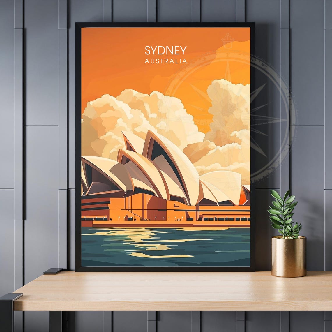 Sydney Opera House Sunset Orange Sky Australia Travel Art Poster