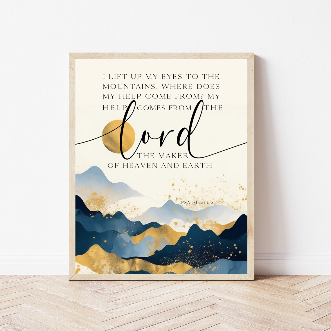 Psalm 121 Mountain Bible Verse Boho Scripture Art Print