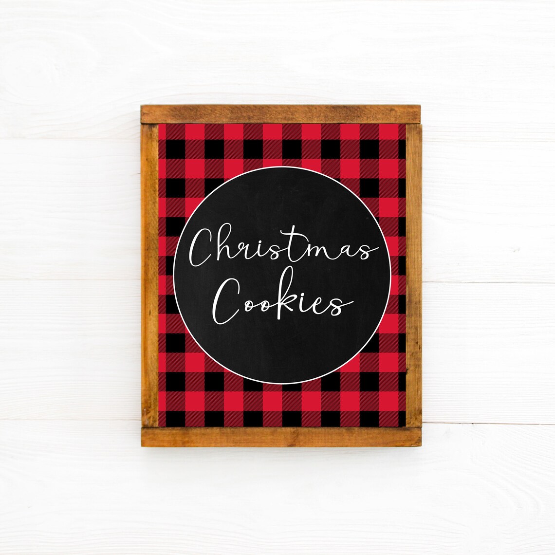 Christmas Cookies Buffalo Plaid Chalkboard Rustic Holiday Poster